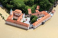 Weltenburg Abbey during the heavy storm flood in June 2013