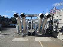 2x HUBER Wash Presse WAP-SL for 15 m³/h raw screenings, each, fed by launder channel