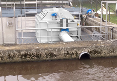 Kahla WWTP: HUBER Drum Screen LIQUID installed as primary clarifier replacement in a decommissioned concrete tank.